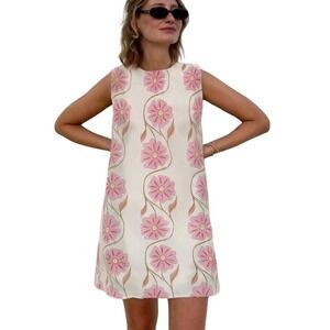 Commense Floral Print Mini Dress Sleeveless Casual‎ Pink White Floral Size S NWT